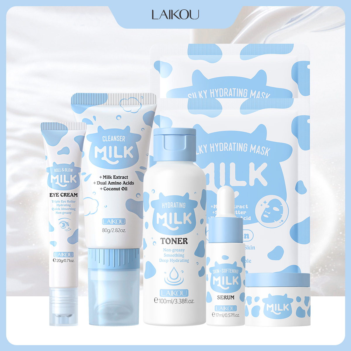 Korean Skincare Routine - LAIKOU 6Pcs Milk Hydrating Skin Care