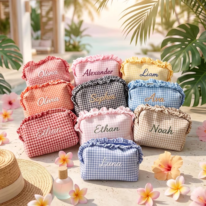 Korean Skincare Routine - Custom Name Makeup Bag with Delicate