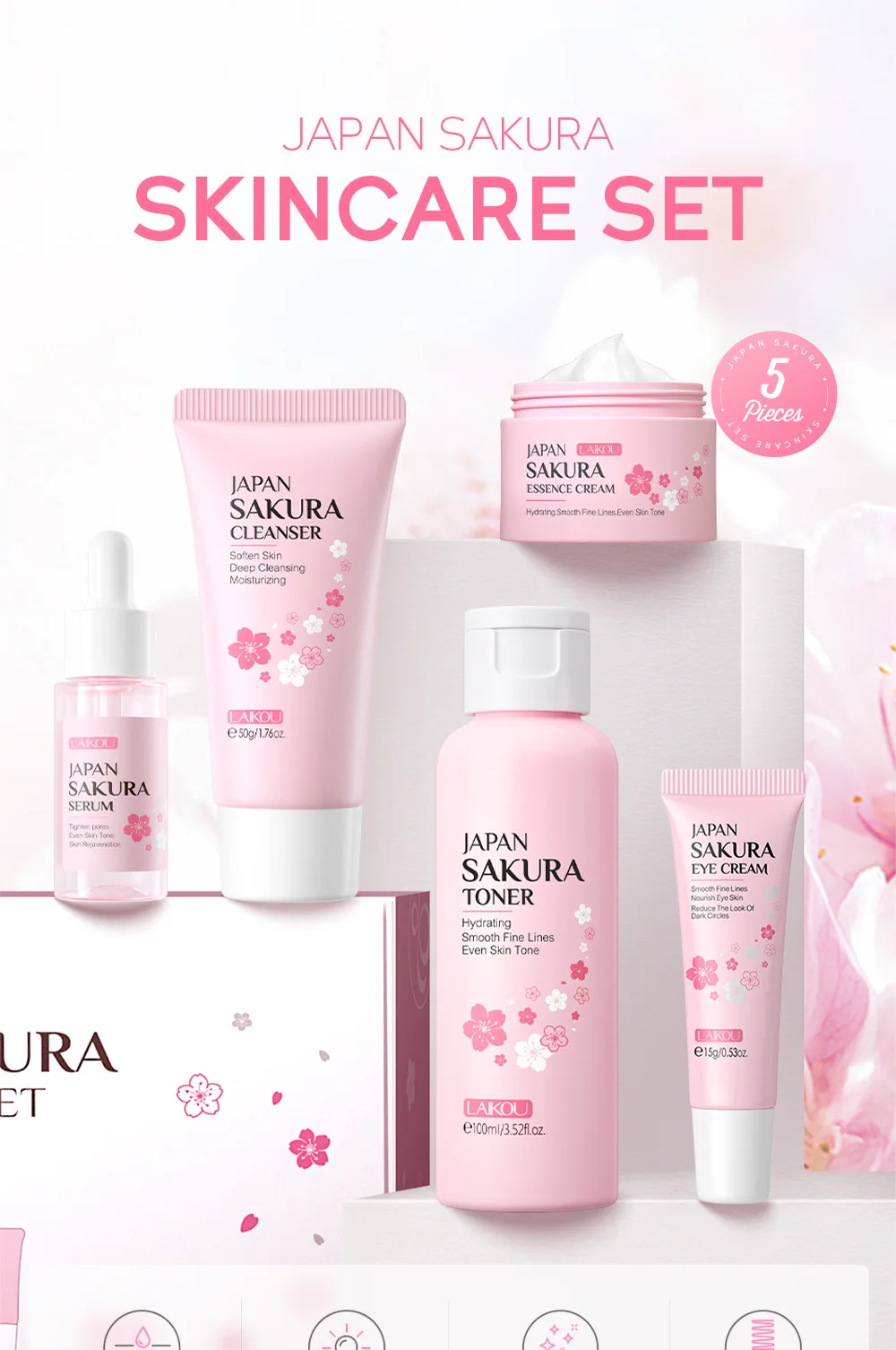 LAIKOU Sakura Kit Skin Care Se - Korean Skincare Routine recension och pris