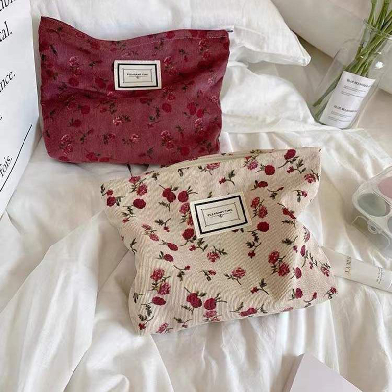 Corduroy Flower Cosmetic Bag C - Korean Skincare Routine recension och pris