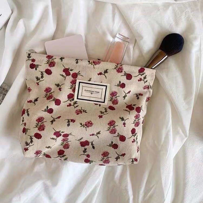 Corduroy Flower Cosmetic Bag C - Korean Skincare Routine recension och pris