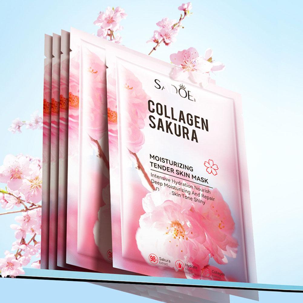 5Pcs Collagen Sakura Face Mask - Sheet Mask Collagen recension och pris