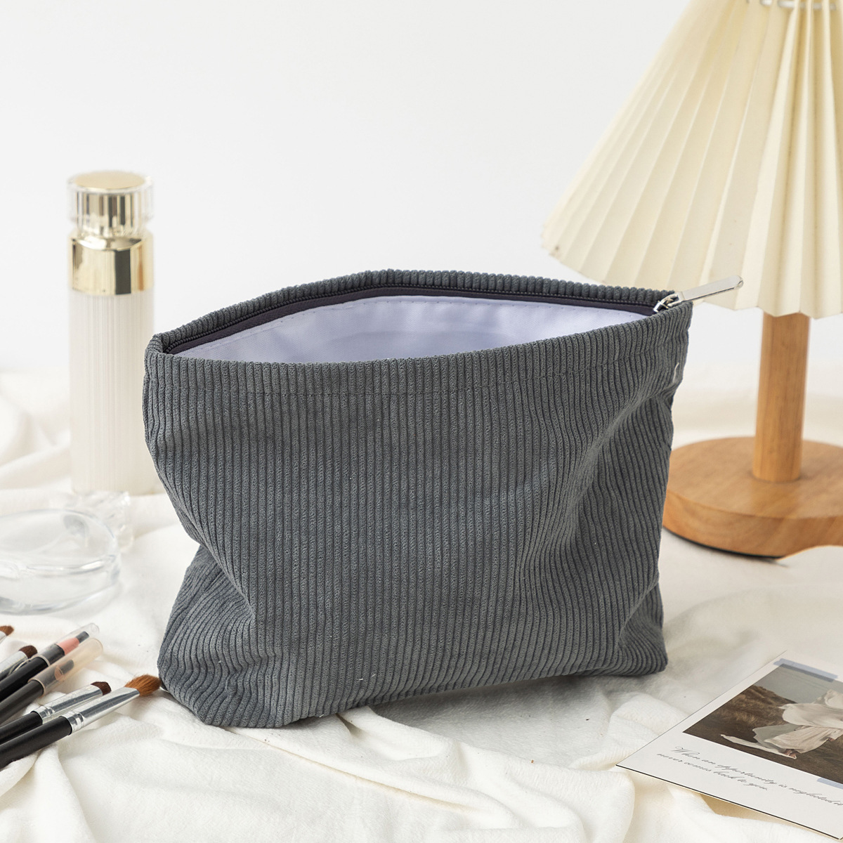 Corduroy Cosmetic Bag Women Ko - Korean Skincare Routine recension och pris