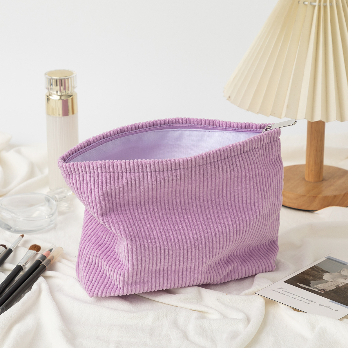 Corduroy Cosmetic Bag Women Ko - Korean Skincare Routine recension och pris